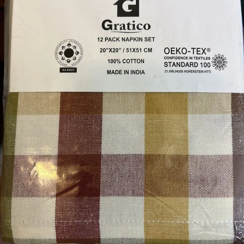 Dinner Napkins Buffalo Checks Cloth‎ Napkins Set of 12 Harvest Color Checks